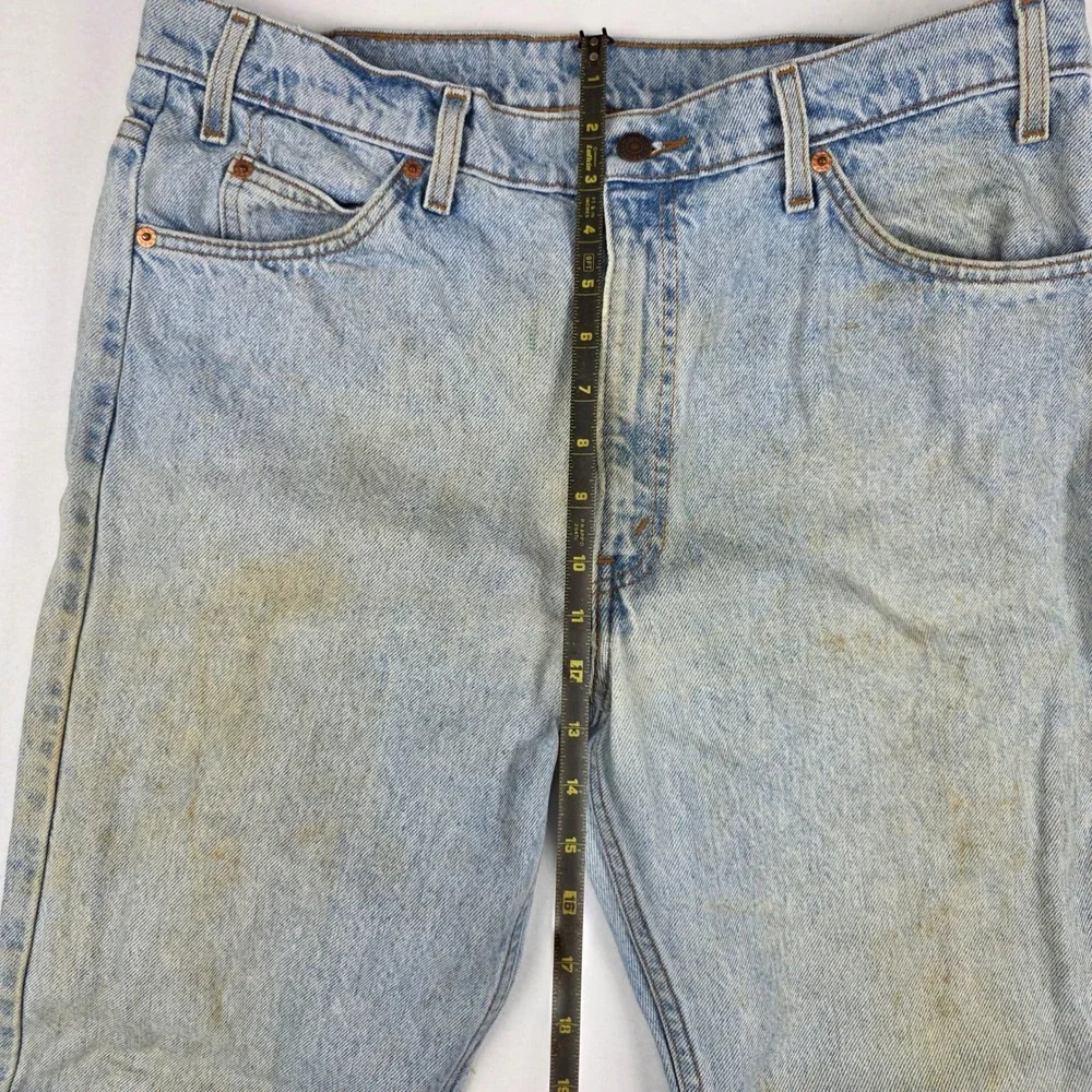 Vintage Levis 505 Regular Fit Straight Leg Light Wash Jeans Orange Tab 36x34